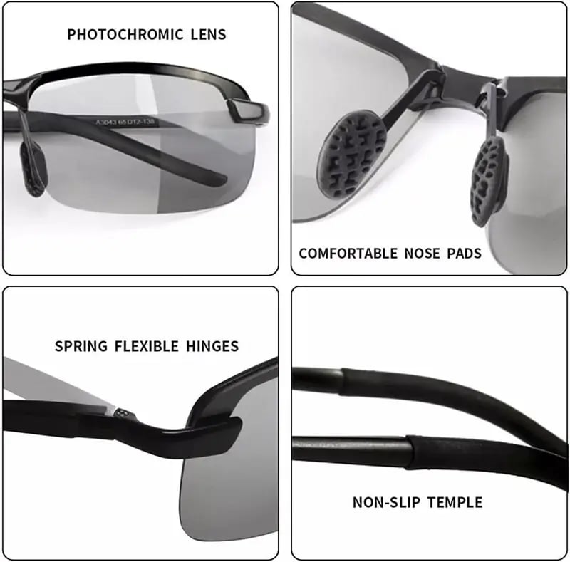 Rivemora™ HD Polarized Photochromic Sunglasses UV400 Protection | Retro Oversized Square | Unisex 2026 Essential  -YH