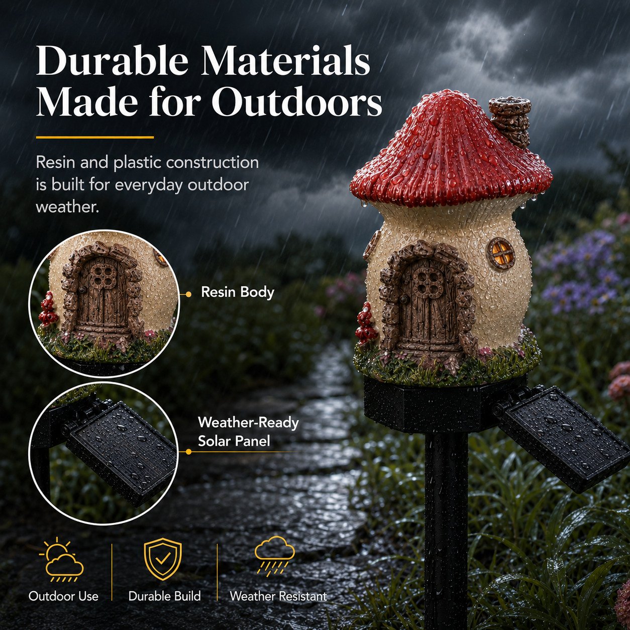 Solar Fairy-Tale Mushroom Cottage Garden Light-YH