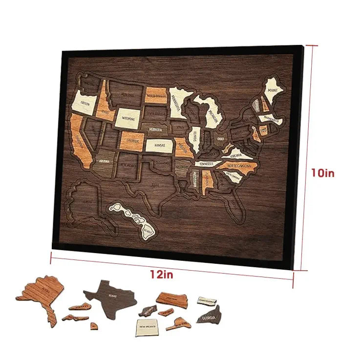 🔥Last Day 49% OFF -🇺🇸 Wooden USA Travel Map Puzzle🧩A Stylish Way to Track Your Journey-YH