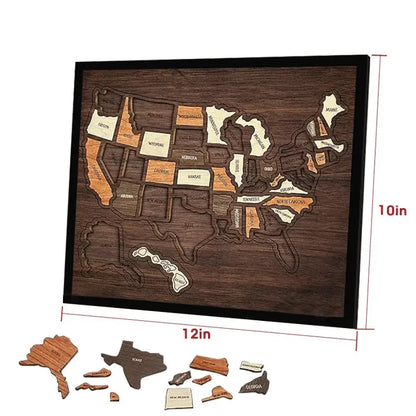 🔥Last Day 49% OFF -🇺🇸 Wooden USA Travel Map Puzzle🧩A Stylish Way to Track Your Journey-YH
