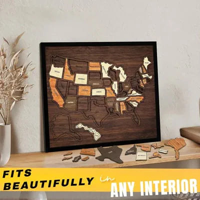 🔥Last Day 49% OFF -🇺🇸 Wooden USA Travel Map Puzzle🧩A Stylish Way to Track Your Journey-YH