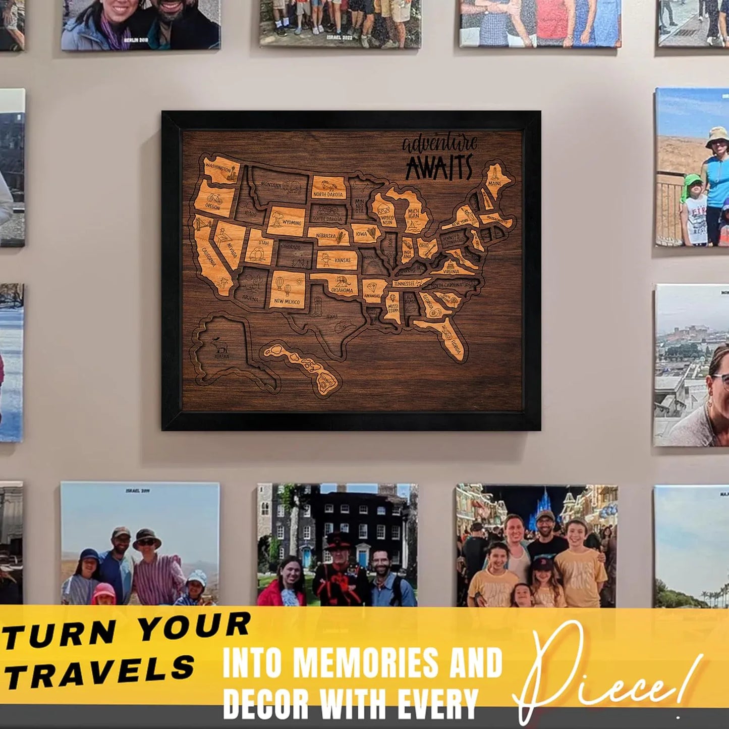 🔥Last Day 49% OFF -🇺🇸 Wooden USA Travel Map Puzzle🧩A Stylish Way to Track Your Journey-YH