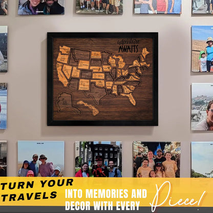🔥Last Day 49% OFF -🇺🇸 Wooden USA Travel Map Puzzle🧩A Stylish Way to Track Your Journey-YH
