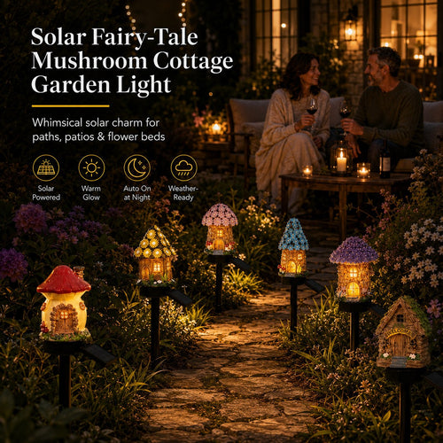Solar Fairy-Tale Mushroom Cottage Garden Light-YH