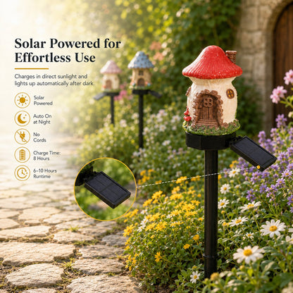 Solar Fairy-Tale Mushroom Cottage Garden Light-YH