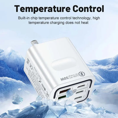 Portable Multi Port Charging Station 50W, 6-Port USB C & USB A,Adapter Cube Plug for Phone ,for iPad-YH