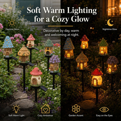 Solar Fairy-Tale Mushroom Cottage Garden Light-YH