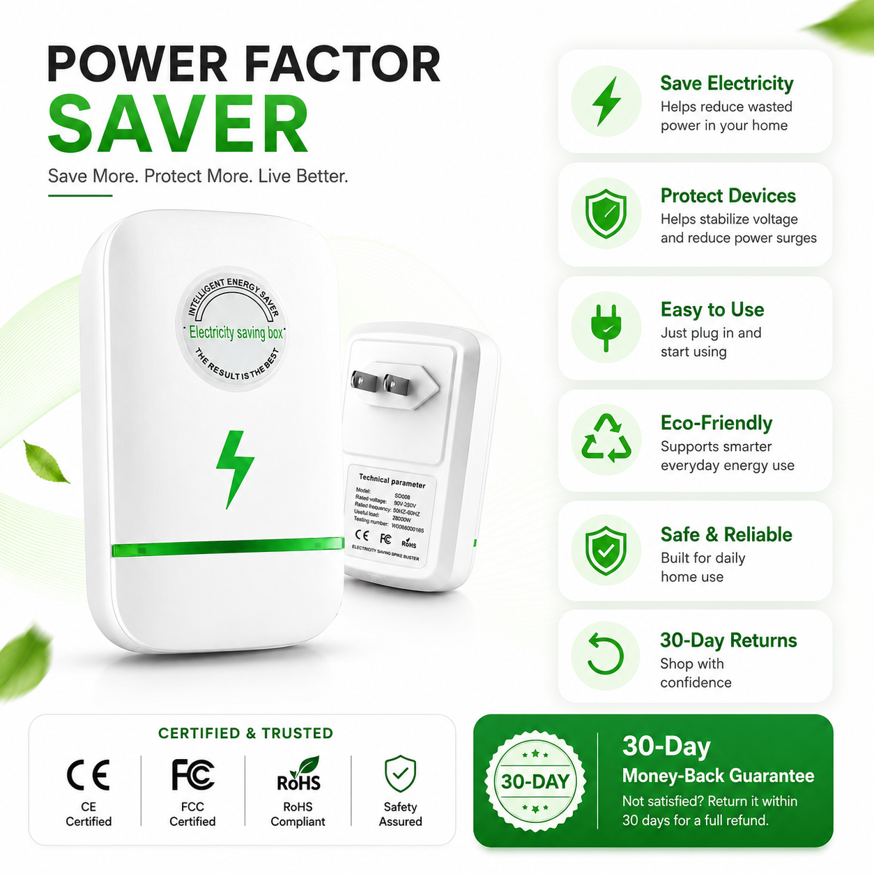 ⚡ Power Factor Saver – Cut bills & protect devices-YH