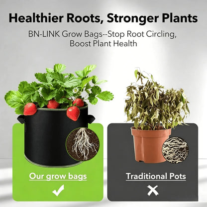🌱 5-Pack 5 Gallon Grow Bags – Heavy Duty Aeration Fabric Pots with Handles for Vegetables, Flowers & Fruits 🪴-YH