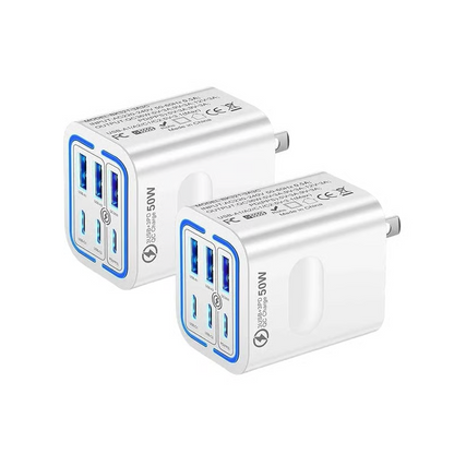 Portable Multi Port Charging Station 50W, 6-Port USB C & USB A,Adapter Cube Plug for Phone ,for iPad-YH